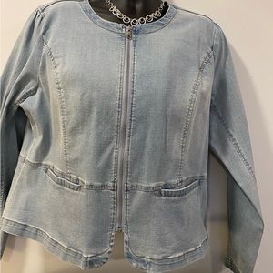 Denim jacket ; never worn; peplum style